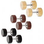 FIBO STEEL 6 Pairs Stud Earrings for Men Women Ear Piercing Ear Plugs Tunnel 18G