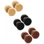 FIBO STEEL 6 Pairs Stud Earrings for Men Women Ear Piercing Ear Plugs Tunnel 18G