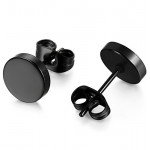 FIBO STEEL Stainless Steel Black Stud Earrings for Men Women, 3mm-8mm Available