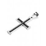 FIBO STEEL Stainless Steel Cross Pendant Mens Byzantine Chain Necklace 5mm Wide, 22-30 inches
