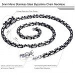 FIBO STEEL Stainless Steel Cross Pendant Mens Byzantine Chain Necklace 5mm Wide, 22-30 inches