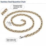 FIBO STEEL Stainless Steel Cross Pendant Mens Byzantine Chain Necklace 5mm Wide, 22-30 inches