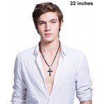 FIBO STEEL Stainless Steel Cross Pendant Mens Byzantine Chain Necklace 5mm Wide, 22-30 inches