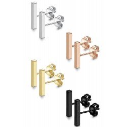 FIBO STEEl 4 Pairs Flat Bar Stud Earrings for Women Men Stainless Steel Earrings 6-12MM Available