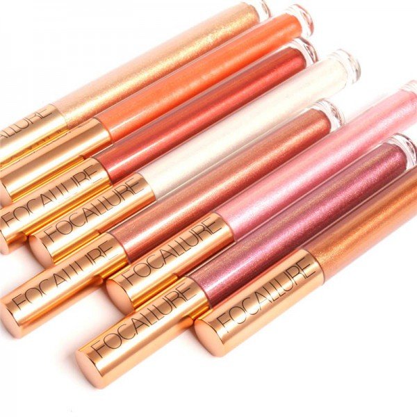FOCALLURE 12 Colors Metal Shimmer Lips Gloss Waterproof Matte Lipstick Metal Rose Golden Brand Lip Gloss Liquid Lipstick