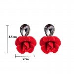 FYUAN Classic Water Drops Crystal Flower Stud Earrings Red Rose Earring For Women Jewelry Bijoux Gift