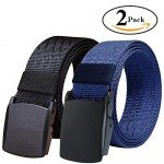 Fairwin Men's Military Tactical Web Belt, Nylon Canvas Webbing YKK Plastic Buckle Belt