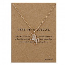 Fashion Jewelry Life Is Magical Unicorn Statement Necklace Women Girl Chocker Pendant