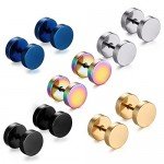 Feramox Stainless Steel Mens Womens Stud Earrings Set Ear Piercing Plugs Tunnel Punk Style