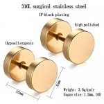 Feramox Stainless Steel Mens Womens Stud Earrings Set Ear Piercing Plugs Tunnel Punk Style