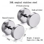 Feramox Stainless Steel Mens Womens Stud Earrings Set Ear Piercing Plugs Tunnel Punk Style