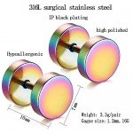 Feramox Stainless Steel Mens Womens Stud Earrings Set Ear Piercing Plugs Tunnel Punk Style