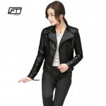 Fitaylor Women Spring Autumn PU Leather Jacket Casual Slim Soft Moto Jacket Biker Faux Leather Jacket Women