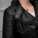 Fitaylor Women Spring Autumn PU Leather Jacket Casual Slim Soft Moto Jacket Biker Faux Leather Jacket Women