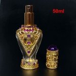 Free Ship 1PC 50ml Big Perfume Bottle Arab Style Glass Spray Bottle Antiqued Retro Hollow Flower Alloy Bottle Wedding Craft Gift