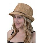 Funky Junque UPF50+ Adjustable Multicolor Woven Pattern Short Brim Fedora Hat