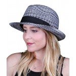 Funky Junque UPF50+ Adjustable Multicolor Woven Pattern Short Brim Fedora Hat