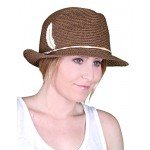 Funky Junque UPF50+ Adjustable Multicolor Woven Pattern Short Brim Fedora Hat