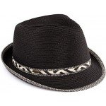 Funky Junque UPF50+ Adjustable Multicolor Woven Pattern Short Brim Fedora Hat