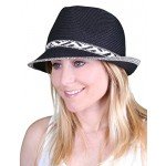 Funky Junque UPF50+ Adjustable Multicolor Woven Pattern Short Brim Fedora Hat