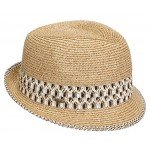 Funky Junque UPF50+ Adjustable Multicolor Woven Pattern Short Brim Fedora Hat