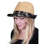 Funky Junque UPF50+ Adjustable Multicolor Woven Pattern Short Brim Fedora Hat