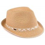 Funky Junque UPF50+ Adjustable Multicolor Woven Pattern Short Brim Fedora Hat