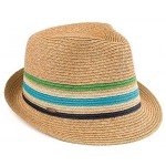 Funky Junque UPF50+ Adjustable Multicolor Woven Pattern Short Brim Fedora Hat