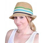 Funky Junque UPF50+ Adjustable Multicolor Woven Pattern Short Brim Fedora Hat