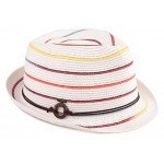 Funky Junque UPF50+ Adjustable Multicolor Woven Pattern Short Brim Fedora Hat