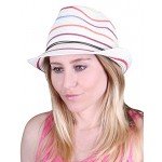 Funky Junque UPF50+ Adjustable Multicolor Woven Pattern Short Brim Fedora Hat