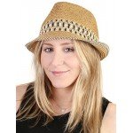 Funky Junque UPF50+ Adjustable Multicolor Woven Pattern Short Brim Fedora Hat