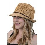 Funky Junque UPF50+ Adjustable Multicolor Woven Pattern Short Brim Fedora Hat