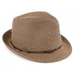 Funky Junque UPF50+ Adjustable Multicolor Woven Pattern Short Brim Fedora Hat