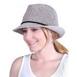 Funky Junque UPF50+ Adjustable Multicolor Woven Pattern Short Brim Fedora Hat