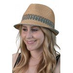 Funky Junque UPF50+ Adjustable Multicolor Woven Pattern Short Brim Fedora Hat