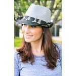Funky Junque UPF50+ Adjustable Multicolor Woven Pattern Short Brim Fedora Hat