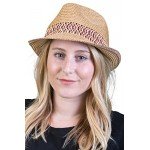 Funky Junque UPF50+ Adjustable Multicolor Woven Pattern Short Brim Fedora Hat