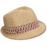 Funky Junque UPF50+ Adjustable Multicolor Woven Pattern Short Brim Fedora Hat