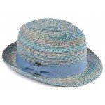 Funky Junque UPF50+ Adjustable Multicolor Woven Pattern Short Brim Fedora Hat