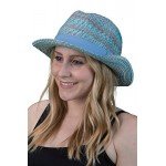Funky Junque UPF50+ Adjustable Multicolor Woven Pattern Short Brim Fedora Hat