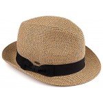 Funky Junque UPF50+ Adjustable Multicolor Woven Pattern Short Brim Fedora Hat