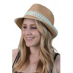 Funky Junque UPF50+ Adjustable Multicolor Woven Pattern Short Brim Fedora Hat