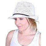 Funky Junque UPF50+ Adjustable Multicolor Woven Pattern Short Brim Fedora Hat