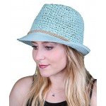 Funky Junque UPF50+ Adjustable Multicolor Woven Pattern Short Brim Fedora Hat