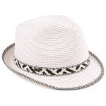 Funky Junque UPF50+ Adjustable Multicolor Woven Pattern Short Brim Fedora Hat