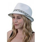 Funky Junque UPF50+ Adjustable Multicolor Woven Pattern Short Brim Fedora Hat