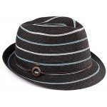 Funky Junque UPF50+ Adjustable Multicolor Woven Pattern Short Brim Fedora Hat