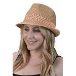 Funky Junque UPF50+ Adjustable Multicolor Woven Pattern Short Brim Fedora Hat