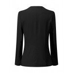 GRAPENT Women's Open Front Draped Asymmetric Side Zip Business Blazer Jacket